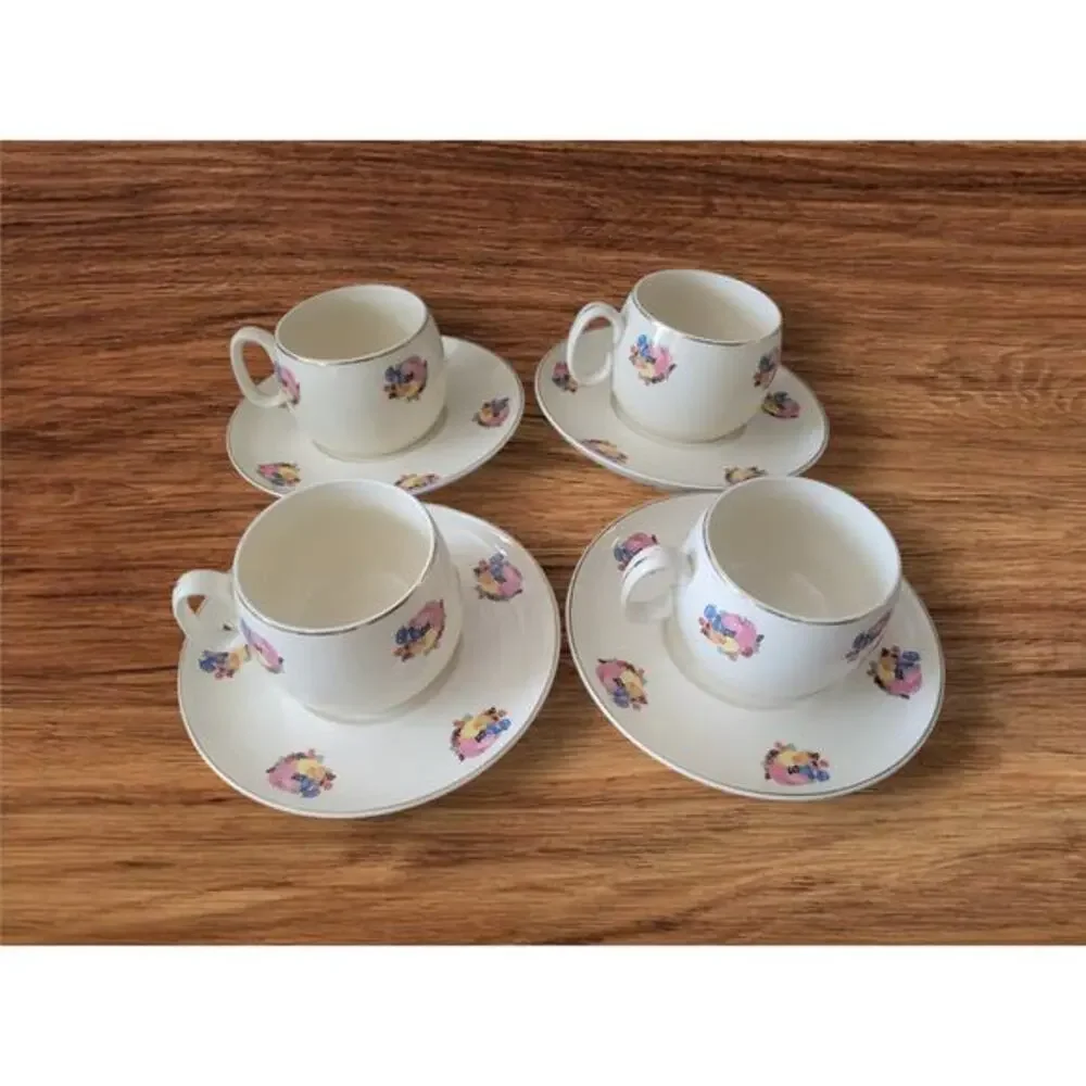 Vintage 30s Country Gentleman by Cavitt Shaw WS George Tea Cup Saucer Set of‎ 4